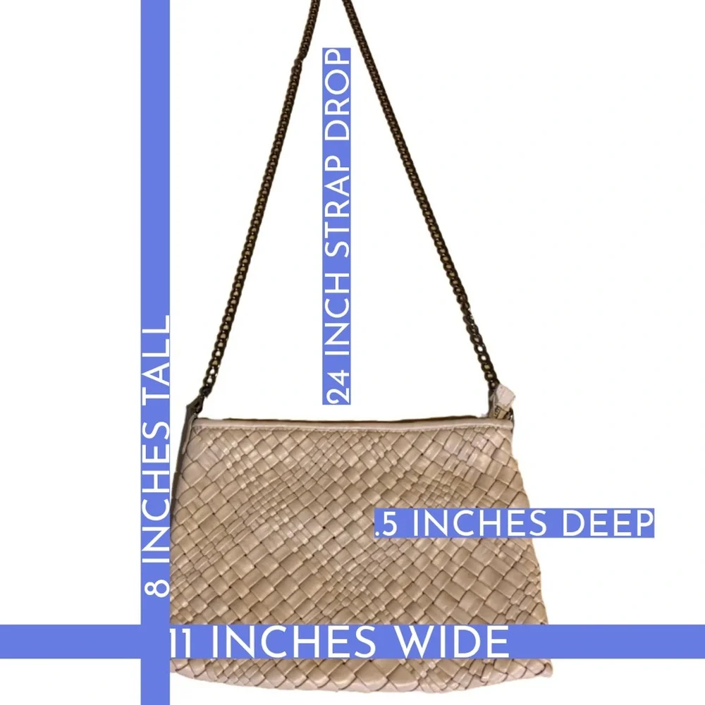 FALOR WOVEN NATURAL TAUPE LEATHER DETACHABLE CROSSBODY 
